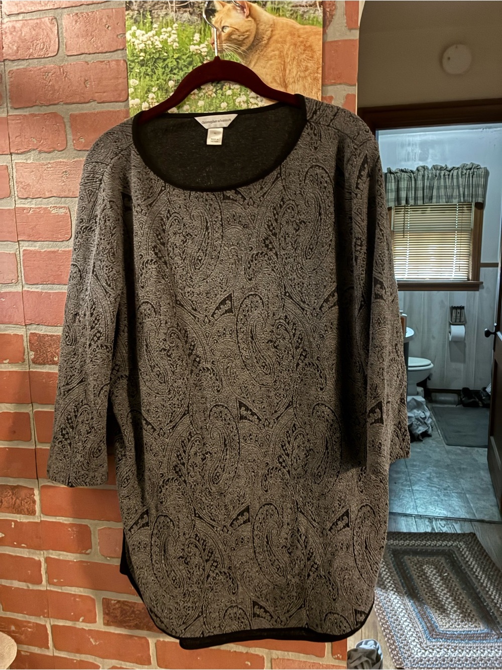 Christopher & Banks Black and Gray Paisley Tunic